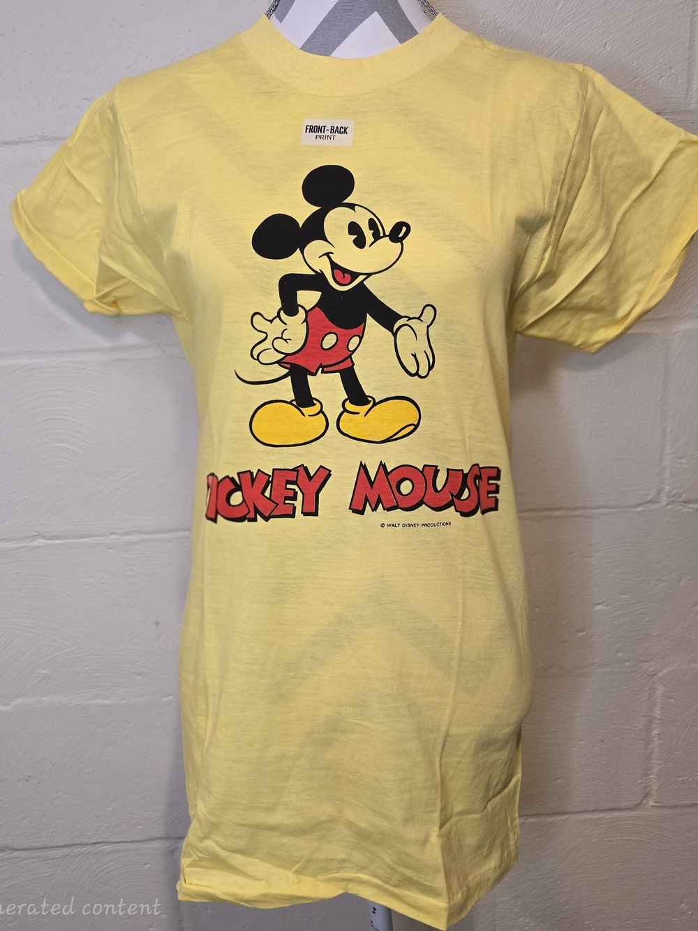 Vintage 70s Disney Mickey Mouse Double Sided Tee Canary Yw Single Stitch MEDIUM.